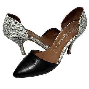 Jeffrey Campbell Black White Leather Pumps Womens 7.5 Dressy Classic High Heels